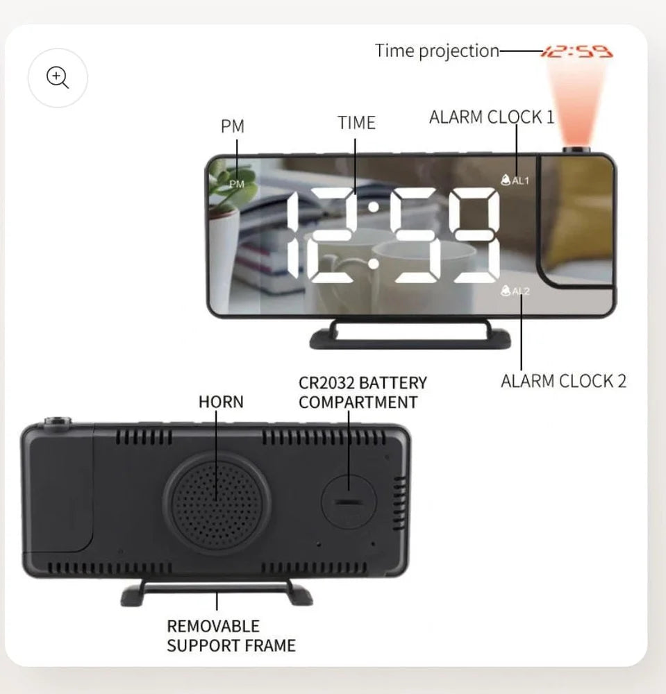 Mirror Projection Alarm Clock